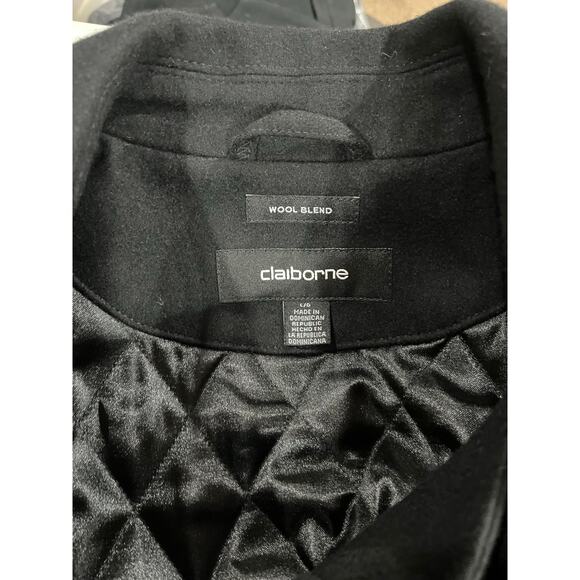 Claiborne Men's Wool Blend Quilted Lining Pea Coat Button Front Black
Size L - Picture 4 of 8